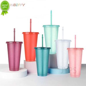 480/700 ml Flash Powder Water fles met stro -deksel Plastic herbruikbare gepersonaliseerde drinkware koffie Drinking Cup Kerstcadeaus