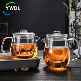 Tetera resistente al calor de 480650 ml con colador de té de vidrio Infusor Hervidor de flores Kung Fu Teawear Set Puer Oolong Pot Teaware 240328