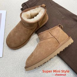 483 Real Wool dames dames moutons de neige en peau de neige chaude chaussures basse coupées pantoufles homme femme hiver bottes courtes super mini 231018 119