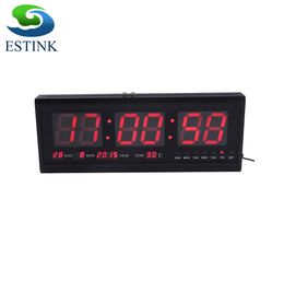 48 cm Digitale Wall Clock Grote LED Tijd Kalender Temperatuur Desk Tafel Klokken LED Muurhorloge Relogio de Parede Home Decoracion 201125