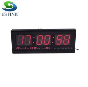 48cm Digital Wall Clock Big LED Time Calendar Temperature Desk Table Clocks LED Wall Watch Relogio De Parede Home Decoracion Y200407