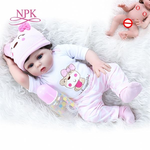 48 CM corps entier en silicone souple reborn bébé fille poupée en robe rose souple toucher câlin né cadeau d'anniversaire 220505