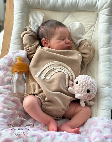 Poupée Reborn de 48CM, faite à la main, très réaliste, bébé endormi, peau 3D, avec cheveux à la racine de la main, veines visibles, jouets de haute qualité, 240131