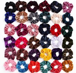 39 kleuren solide meisjes fluwelen elastische haar scrunchie scrunchy hoofdband paardenstaart haarbanden meisjes haar touw haaraccessoires GD66