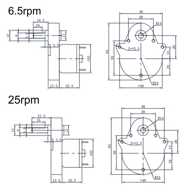 48GE520 BOX STRONG BOX DC BOIND MOTEUR MOTEUR 12V DC BOXING GEAR MOTEUR 6.5rpm 25 tr / min