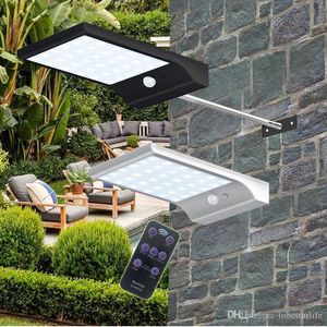 48LED Solar Lamp LED 800LM IP65 Waterdichte Bewegingssensor voor Wall Street Garden met Paal Afstandsbediening Wit WW all in one