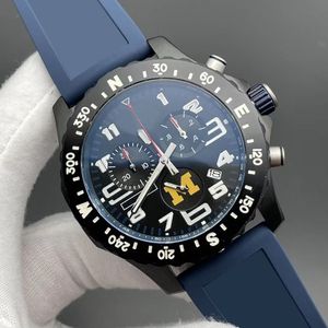 48MM Endurance Pro Limited horloge met blauwe wijzerplaat Quartz chronograaf batterijvermogen Datum herenhorloge roestvrijstalen band herenhorloges
