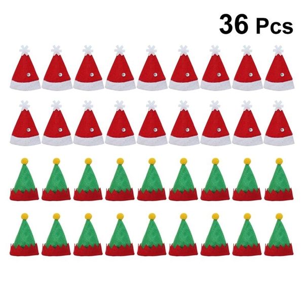 48pc Mini Père Noël Chapeau Lollipop Top Topper Couverture Joyeux Noël Décorations Bouteille De Vin Protection Cap Bonbons Emballage Chapeaux 211018