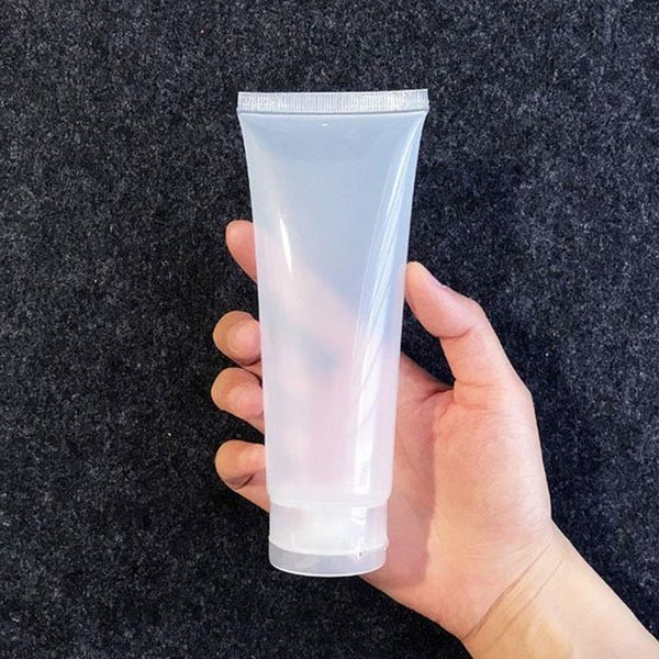 48pcs 120g vides clairs souples rechargeables tubes de lotion en plastique presser l'emballage cosmétique, tube de crème couvercles rabattables conteneur de bouteille Bxwqn