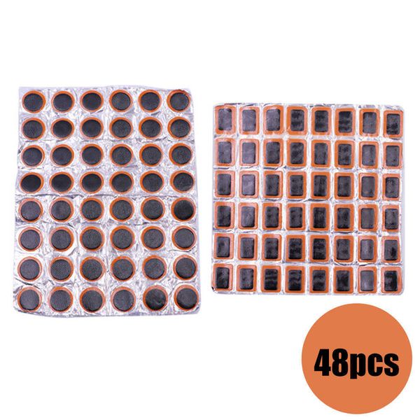 48 pièces 25mm rond/carré en caoutchouc vélo pneu Patch Cycle réparation outils vélo vélo pneu pneu chambre à air crevaison outil de réparation