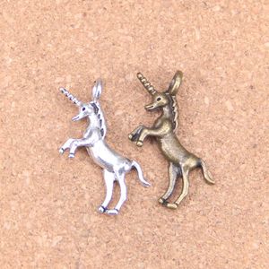 48 pièces Antique argent Bronze plaqué licorne cheval pendentif à breloques collier à faire soi-même Bracelet résultats de Bracelet 35*15mm