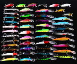 48pcs Bass Fishing Lares Kit Kit Set Top Water Minnow Crankbait crayon VIB Swimbait for Bass Pike pour l'eau salée et l'eau douce1458607