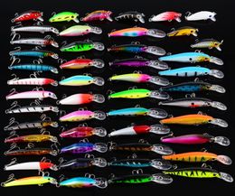 48pcs Bass Fishing Lares Kit Kit Set Top Water Minnow Crankbait Crayon VIB Swimbait for Bass Pike pour l'eau salée et l'eau douce7662592