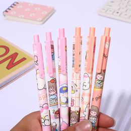 48-stcs/veel schattige cartoon roze meid push caneta gel-ink neutrale rollerbal carbon pen school student briefpapier schrijven cadeau