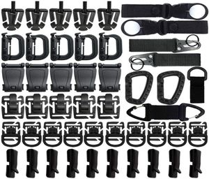 48 pièces Kit d'attaches de sangle de dominateurs de Web Molle de sangle de pince d'équipement tactique pour le Tube d'hydratation extérieur de ceinture de gilet de sac à dos4524649