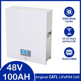 48V 100AH Powerwall LiFePO4 Paquete de batería Akku 5KWH 32 Parellel 6000+ Cycle CAN / RS485 con inversor para sistema solar doméstico