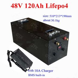 Batterie au lithium lifepo4 haute capacité 48v 120ah pour équipement industriel 4500W 5000W Aviation militaire RV + chargeur 10A