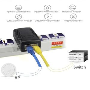 Adaptateur d'alimentation CCTV 48V / 12V POE Injecteur Ethernet CCTV 0.5A / 2A 24W POE POUR IP CAMER
