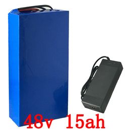 Batterie lithium-ion 48v, 15ah, pour moto, scooter électrique, avec BMS 30a et chargeur 2a, livraison gratuite