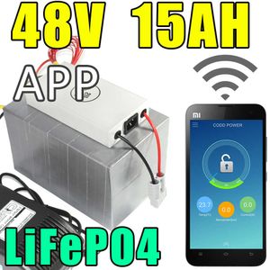 48V 15AH LIFEPO4 APP BATTERIE RÉLOCIÉTÉ BLUETOTH Énergie solaire électrique Batterie Batterie Scooter Ebike 800W