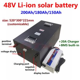 48V 200AH 180AH 150AH Lithium Li ion batterij met BMS 13S voor Energy Sotrage Solar System 10KW Inverter UPS + 20A-oplader