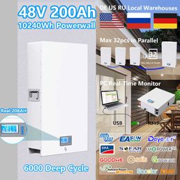 48V 200Ah Powerwall 10Kwh LiFePO4 Batterie Intégrée 200A BMS CAN RS485 51.2V 6000+ Cycles 10 Ans de Garantie Pour Solaire Off/On-Grid