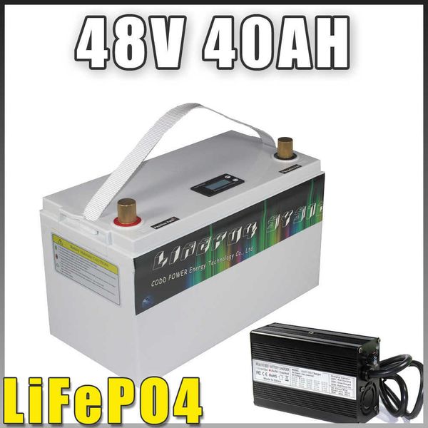 48V 20AH 30AH 40AH LiFePO4 batterie 1000W 2000W 3000W IP68 étanche Ebike Golf voiture RV caravane bateau moteur chariot élévateur panneau solaire