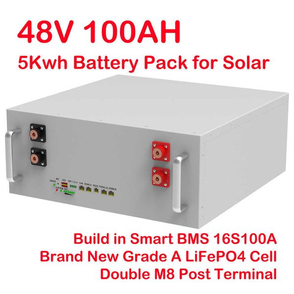 48V 230Ah 200Ah 100Ah LiFePO4 batterie 51.2V 12Kw 10Kw 6000 Cycle Max 32 parallèle BMS PC moniteur onduleur avec CAN RS485