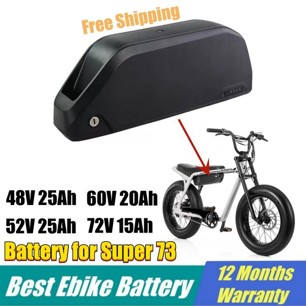 Paquete de batería de bicicleta eléctrica 48v 25ah Super73 S1 S2 RX ebike baterías 52v 25AH 60v 72v con 21700 celdas samsung50E