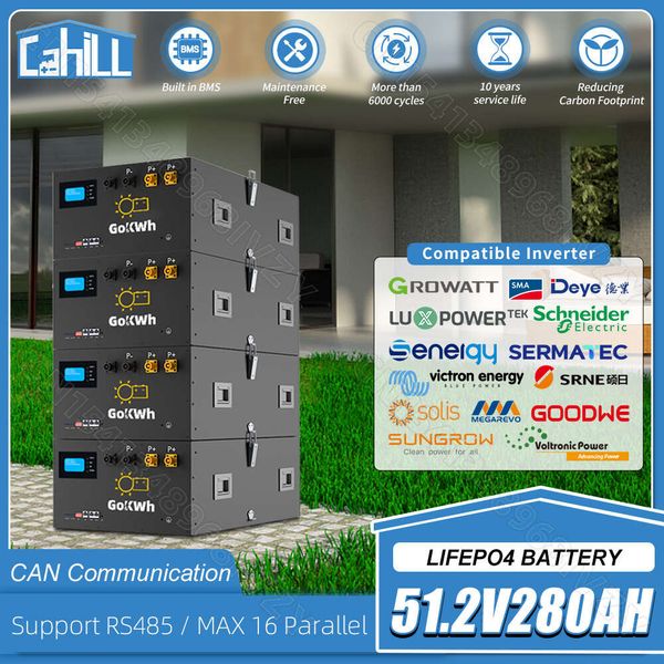 Paquete de batería Lifepo4 de 48V, 280AH, 51,2 V, 11,34 kW, 16S, BMS, batería de litio de 6000 + ciclo CAN RS485 para sistema Solar apagado/encendido en casa, sin impuestos