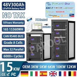 48V 300AH LIFEPO4 Akku Batterij Pack 15KW 6000+ Cycle Rs485/CAN PC Monitor 16S BMS 51.2V 100AH ​​200AH voor off/on gird zonnestelsel