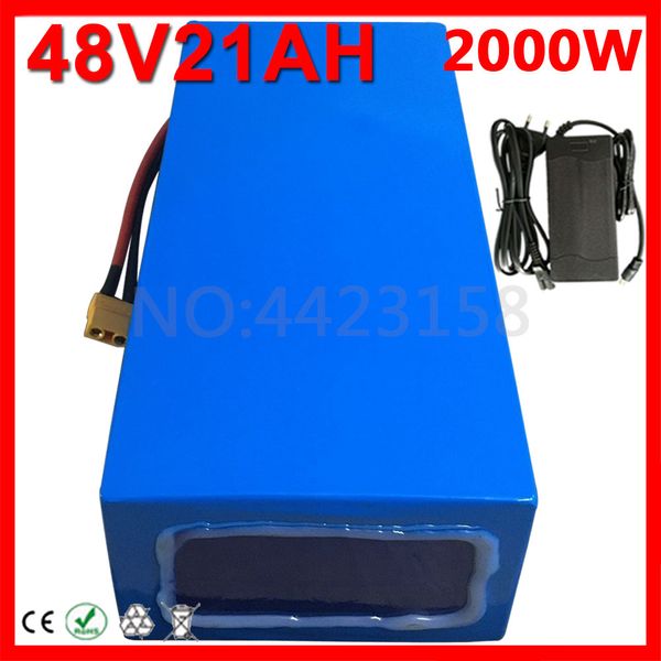 Batterie au lithium 48V 30ah 18650 48V 30AH 2000W scooter électrique batterie de vélo électrique intégrée connecteur 50A BMS XT60.