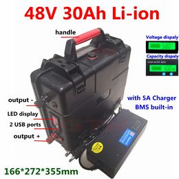 Batterie lithium-ion 48V, 30ah, 20ah, bms 13s, pour motos, scooter, moteur e-bike, 2000/1500w, avec chargeur 5a