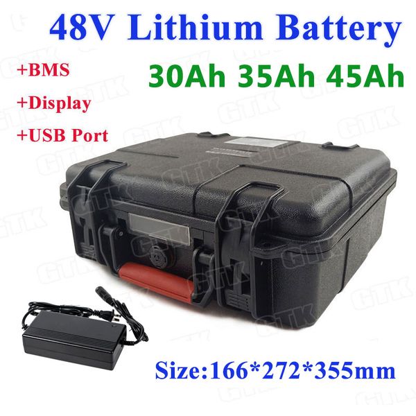 Batterie lithium-ion 48v 30Ah 35Ah 45Ah avec moteur BMS 1000w 2000w pour fauteuil roulant électrique à batterie de vélo + chargeur 3A