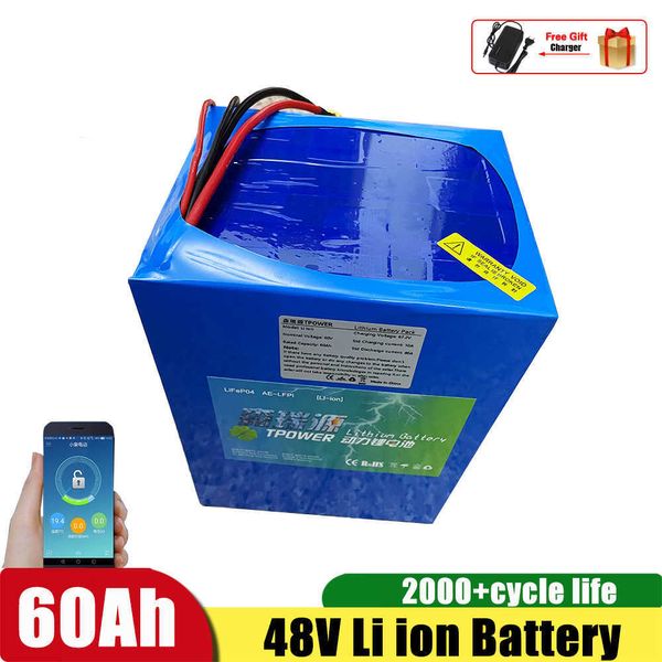 48V 60AH Scooter électrique Lithium Li ion batterie pour vélos électriques Scooters véhicules électriques + chargeur 10A