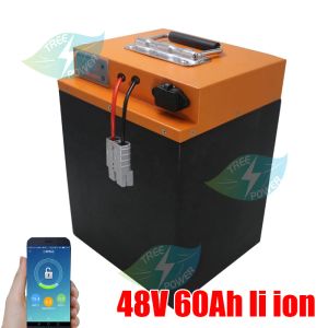 Batería de iones de litio BMS de 48V y 60AH para patinete AGV, bicicleta, triciclo, inversor, carrito de golf, barco + cargador de 10A, 3000w