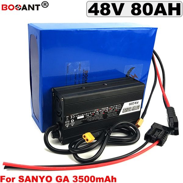 Batterie de vélo électrique 48V 80AH 4000W pour batterie au lithium Sanyo 18650 cell 48V E-bike Construit en 120A BMS + 5A Chargeur Livraison gratuite