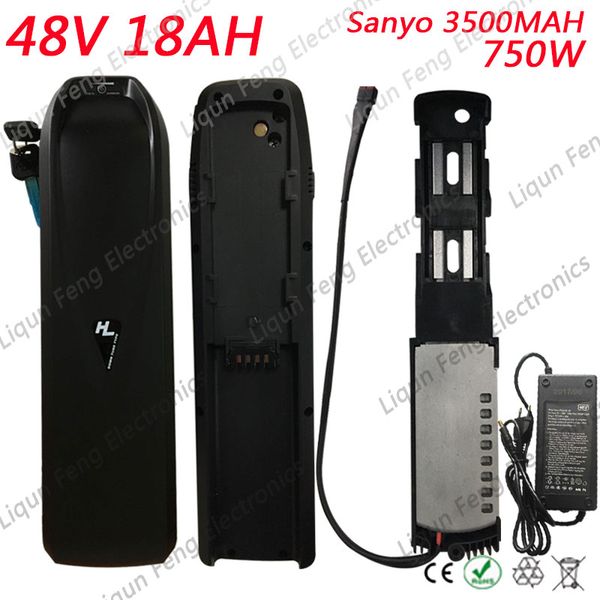 Batterie de vélo électrique 48V Batterie Li-ion 48V 18AH utilisée pour les cellules Sanyo 3500MAH adaptées au vélo électrique Bafang 8fun 48V 500W 750W.