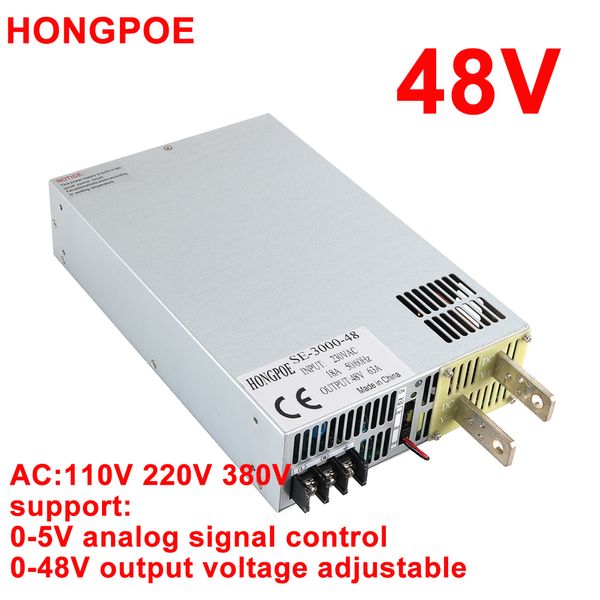 Alimentation 48V Alimentation 0-48V Alimentation réglable Alimentation 0-5V Contrôle du signal analogique 110V 220V 380V AC à DC48V Haute puissance SMPS Contrôle de PLC