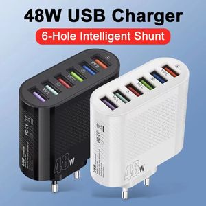 48W 6 chargeur USB chargeur de charge rapide adaptateurs de téléphone portable pour iPhone Samsung Oneplus Xiaomi Charge rapide QC3.0 chargeur mural