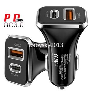 Chargeur de voiture USB C à charge rapide 48W double ports PD Type-C Chargeurs de voiture Adaptateurs d'alimentation automatiques pour Ipad IPhone 12 13 14 15 Pro Samsung htc B1