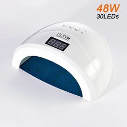 48W Lamp voor manicure ZON LED-nagel 30 PCS LED's UV Alle gels met bodem 30s60s99s Art Machine Gel 231226