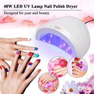 48W LED UV Lamp Nail Polish Droger Vingernagel Teennagel Gel Curing Wit Light Heater Machine Nail Art Painting Salon Tools Set EU-stekker