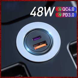 48W QC PD 4.0 3.0 Cargador de coche de carga rápida para iPhone 12 11 Pro Max Mini Xiaomi Huawei Samsung S10 9 Carga rápida Tipo C USB Car-charge Electrónica automotriz Envío gratis