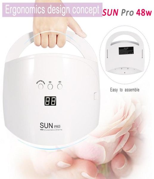 48W SUN Pro secador de uñas lámpara de manicura lámpara de uñas LED UV portátil lámpara de curado de esmalte de Gel con temporizador inferior 30s60s pantalla LCD 4586820