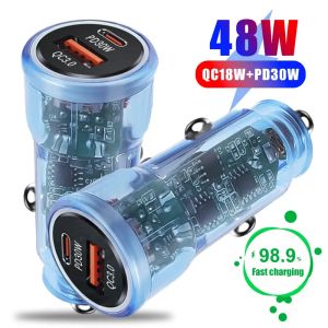 48W USB PD Dual Port Car Charger Charge rapide Pd Charge rapide 3.0 USB C Adaptateur de chargeur de téléphone de voiture pour l'iPhone 15 14 13 12 11 Pro Max Samsung Tablet PC GPS