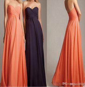 49 Vestidos de dama de honor de gasa larga 2015 Vestidos de novia de Novias 2015 Vestido sin tirantes de la fiesta Naranja Purple Red Green Formal Bridesmai4524705