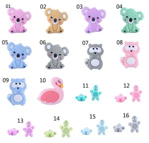 49 styles 3 cm cheval perles de silicone pour bricolage bébé anneaux de dentition collier accessoires qualité sans BPA animal enfant en bas âge anneau de dentition M1960 11 LL