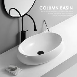 490 * 340 * 150 mm lavabos de salle de bain Balcon de lavabo en céramique blanc Balcon nordique pour le comptoir de lavabo avec robinet gratuit avec robinet gratuit