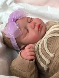 Muñeco de bebé Reborn LouLou, muñeco para dormir recién nacido, Vinilo Suave, tono de piel 3D, venas visibles, regalo para niñas, 49CM
